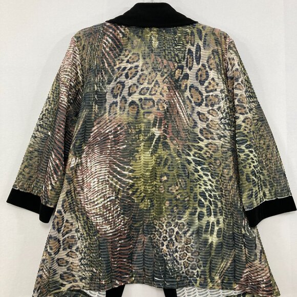 Slinky Brand size 1X Multi Color Animal Print Slinky Knit Stretch Jacket - Picture 8 of 10